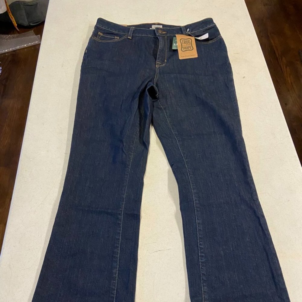 LL Bean Women's True Shape Denim Jeans Dark Wash Size 12 M/T Classic Fit